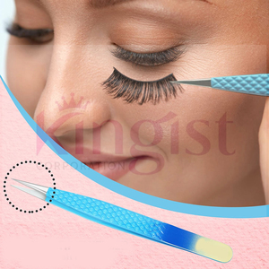 Custom Logo Matte Black Curved Volume Eyelash Tweezer Set 90 Degree Russian Volume Fiber Tip Lash Tweezers for Eyelash Extension - Product Image 5