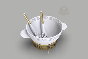 Bol à fruits Ramadan Palestine, ensemble de bols à salade de luxe, bol à fruits décoratif avec support, bol de service à base dorée, service moderne - Product Image 4