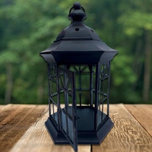 New Arrival <b>Black</b> Metal <b>Lantern</b> Panels Handle Eco-Friendly Durable Modern Design Home Accent Lighting Perfect Table Decor - Product Image 3