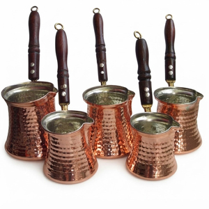Luxury Engraved Copper Turkish Coffee Pot Traditional Handmade Brass Cezve Vintage Arabic Coffee <b>Maker</b> With Wood Handle Stovetop - Product Image 6