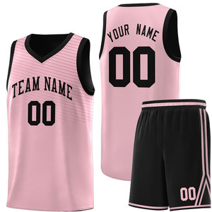 Ensemble de maillots de basket-ball rose personnalisé, col en V, sans manches, uniforme en mesh, adulte unisexe, sublimé, respirant, toutes saisons, nom de l'équipe 00 - Product Image 1