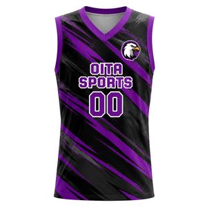 Camiseta de Baloncesto Morada y Negra para Hombre, Sin Mangas, Uniforme de Equipo, Rendimiento Atlético, Transpirable, para Entrenamiento y Partidos Deportivos - Product Image 1