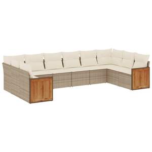 Conjunto de Sofás de Jardín de Ratán Sintético PE Beige y Acero con Recubrimiento en Polvo - Product Image 2