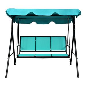 Dondolo da Giardino Blu a 3 Posti, Design Moderno in Rattan e Poliestere per Interni, Casa, Parco o Uso Esterno - Product Image 2
