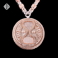 Pendentif Sablier de Luxe Plaqué Argent 925 pour Homme, Style Hip Hop, avec Diamant Moissanite, Symbole du Temps, Bijoux Streetwear pour Rappeur