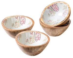 ชามไม้มะม่วงสำหรับเสิร์ฟสลัดและของหวาน พร้อมลายตกแต่ง - Product Image 1