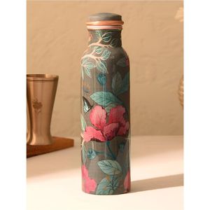 Handmade Pure Copper Water <b>Bottle</b> Leak Proof Ayurveda Health Benefits Floral Printed Designer Metal <b>Drinking</b> Flask for Wholesale - Product Image 1