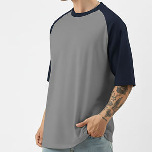 Camiseta de manga larga de algodón 100% de alta calidad y lujo para hombre, ligera, con hombros caídos y diseño de bloques de color. - Product Image 3
