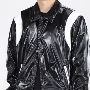 Chaqueta Varsity de Cuero PVC de Alta Calidad para Hombre, Cuello Alto, Estilo Urbano Premium, Ropa Deportiva de Béisbol - Product Image 2