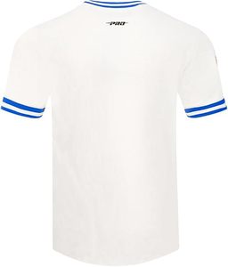 เสื้อยืดสีครีมทีมเดนเวอร์บรองโกส์ ปักลายสีน้ำเงินแดง โลโก้มาสคอต ปักด้วยเครื่องจักร วัสดุโพลีเอสเตอร์ ทนทาน รูปทรงสี่เหลี่ยมผืนผ้า แบบสั่งทำ - Product Image 3