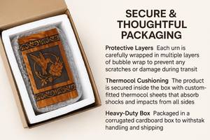 Urna funeraria artesanal de palisandro, caja de recuerdo de madera grabada, urna hecha a mano. - Product Image 5