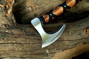 Premium <b>Viking</b> Art Builder's Hatchet 6 Stainless Steel Blade Wooden Leather Grip 24 Overall Length for Woodworking Splitting - Product Image 3