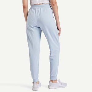 Pantalon de jogging décontracté pour femme, bleu clair, taille mi-haute, avec cordon de serrage, en molleton de coton uni, coupe régulière, longueur cheville - Product Image 3