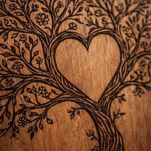 Urne funéraire en bois rectangulaire gravée motif Arbre de Vie et Cœur, boîte commémorative artisanale pour cendres, décoration religieuse pour la maison - Product Image 5