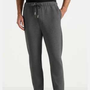 Men's Dark Gray Cotton Sweatpants Elastic Waist <b>Drawstring</b> Casual Joggers Side Pockets Autumn Wear - Product Image 1