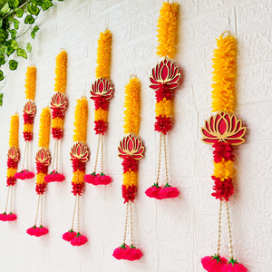 Guirnalda Floral de Lotus y Caléndula con Borlas de Perlas para Decoración del Hogar, Bodas, Pooja, Diwali, Ganpati, Venta al por Mayor - Product Image 5