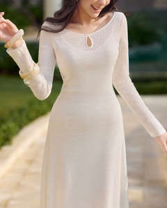 Robe blanche élégante et luxueuse pour femmes |   Fabrication sur mesure de haute qualité OEM ODM Vietnam - Product Image 3