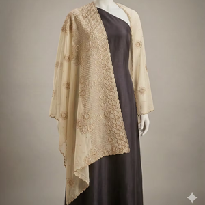 Hiyab de Algodón Voile para Mujer, con Bordado Floral Dorado y Pedrería, Ligero, Transpirable, a la Moda, Proveedor Mayorista - Product Image 5