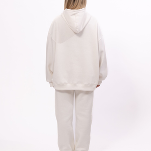 Custom Lightweight Cotton French Terry <b>Zip</b> <b>Hooded</b> Reversible Breathable Oversized Hoodie Sweatpants Set Tracksuit for Women - Product Image 5
