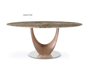 Juego de Mesa de Comedor Rectangular de Madera Maciza de Roble de Estilo Moderno y Lujoso con Cubierta de Chapa de Nogal Diseño Hongo Daystar Trade DST-AT-305 - Product Image 1