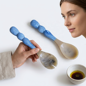 LOVFE En gros Essoreuse centrifugeuse en bois écologique pour salades et fruits, avec poignées vertes, compatible lave-vaisselle - Product Image 2