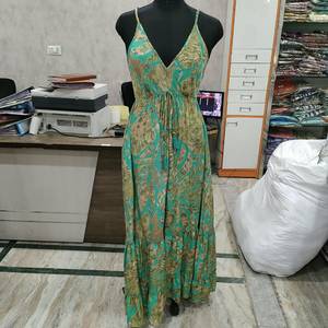 Women's Green Bohemian Maxi <b>Dress</b> Ruffle Backless Spaghetti Strap A-Line Holiday Beach Casual <b>Dress</b> - Product Image 4