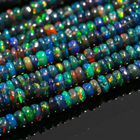 Perles rondes lisses en opale éthiopienne noire AAA, 3-5 mm, brins de 16 pouces, pierres précieuses naturelles pour la fabrication de bijoux, prix de gros