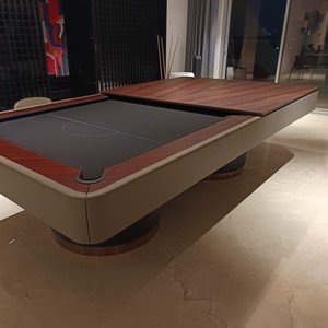 โต๊ะพูลแบบปรับเปลี่ยนได้ Negroni พร้อมท็อปสำหรับรับประทานอาหาร ขาหุ้มหนังกลับ โต๊ะพูลหุ้มหนังสุดหรู ขายดีที่สุดสำหรับการใช้งานอเนกประสงค์ - Product Image 1