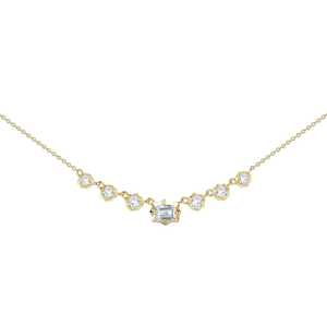Emerald Round Cut Lab Grown Diamond Classic <b>Necklace</b> Mixed Shape 7 Stones Multi Cluster Cable Chain Custom 14K Gold Manufacturer - Product Image 1