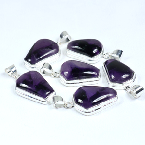 Colgante de Amatista en Forma de Paz Hecho a Mano, Chapado en Plata, Estilo Bohemio, Unisex, Regalo Minimalista, Joyería Gótica, Pieza Destacada, Venta al por Mayor - Product Image 2