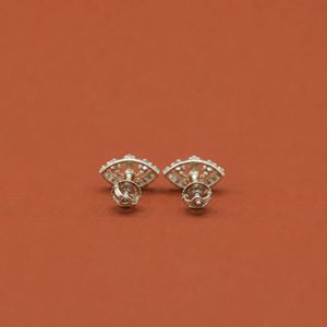 Elegant <b>Moissanite</b> Diamond Silver Stud <b>Earrings</b> with Openwork Design for Women - Product Image 5