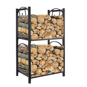 Steel <b>Log</b> <b>Holder</b> Rectangle Powder Coated Firewood Storage Classic Style Outdoor Indoor Use - Product Image 1