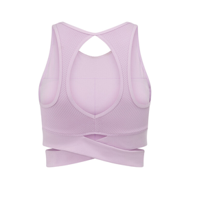 Custom Moisture Wicking Breathable Mesh Gym Training Bra High Support Sweat Longline Sports Bra With <b>Wrap</b> Band - Product Image 3