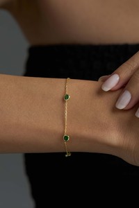 Natural Emerald Beaded <b>Bracelet</b> 925 Sterling <b>Silver</b> 14K Gold Plated Multi Stone GIA Certified Luxury Minimalist Jewelry Gift for - Product Image 5