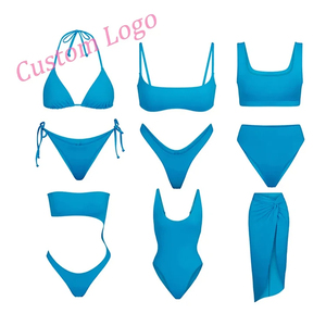 Ensemble bikini personnalisé 2 pièces pour femme 2026, col halter, imprimé numérique, logo, bas à nouer sur le côté, en Spandex et Polyester extensible, maillot de bain - Product Image 2