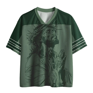 Custom Christian Football Jersey Mesh Sports <b>Shirt</b> <b>Jesus</b> Print Breathable Team Uniform Number Design Unisex Apparel - Product Image 2