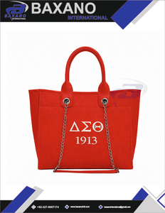 Sac fourre-tout en toile bleu personnalisé durable Delta Sigma Theta Sorority avec bandoulière chaîne, grande capacité, léger, de haute qualité, tendance - Product Image 4