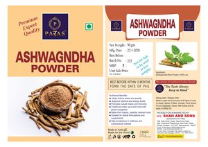 Polvo de Ashwagandha 100% Puro, Natural, Raíz Herbal Orgánica Sin Pulir, Marca Shah Sons, Calidad Premium, Venta al Por Mayor, Maharashtra - Product Image 6