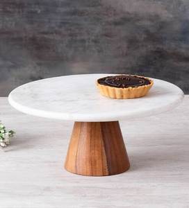 Luxury Design <b>Marble</b> <b>Cake</b> <b>Stand</b> With Wooden Base <b>Marble</b> and Wood <b>Cake</b> <b>Stand</b> With <b>Cake</b> Platter at very competitive Price - Product Image 5