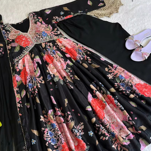 New 2025 Designer Lightweight Trendy Loose Fit Unique Design Soft Chinon Silk Fabric Multi Color Party Wear Indian <b>KURTI</b>/Cloth - Product Image 3