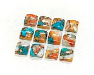 Cabochons en cuivre turquoise naturel, forme carrée 7*7 mm, 100% PIERRE PRÉCIEUSE NATURELLE, pour la création de bijoux, prix de gros. - Product Image 2