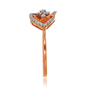 Anillo de Diamantes con Diseño de Pétalo, Oro Rosa de 14K, Anillo de Diamantes con Forma de Flor, Diseño Floral Elegante, Anillo con Racimo de Diamantes Delicado - Product Image 3