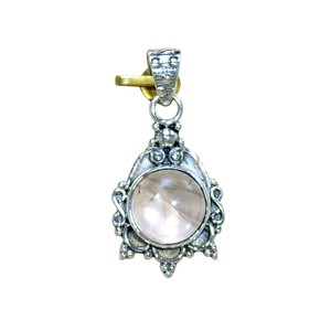 925 Sterling Silver Rose Quartz Gemstone Pendant Jewelry Handmade Boho Style Pendant Jewelry for Women Wedding Gift for <b>Wife</b> - Product Image 1