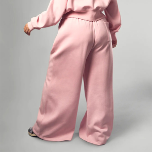 Pantalon de jogging droit pour femme en molleton 100% coton, respirant, écologique, coupe décontractée ample, taille mi-haute, idéal pour l'hiver - Vente en gros - Product Image 4