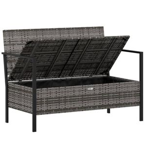 Banc de jardin rectangulaire moyen pour l'extérieur en rotin PE gris, bancs de patio - Product Image 6
