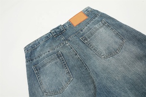 Pantalones Vaqueros de Mezclilla Lavada a la Piedra de Cintura Alta y Pierna Ancha para Hombre, Estilo Casual Holgado de Algodón, Estilo Otoñal - Product Image 3