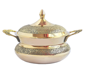 Rustic copper-bottom handi pairing a rich hammered base with a contrasting dual-tone flat lid. Available at wholesale price. - Product Image 5