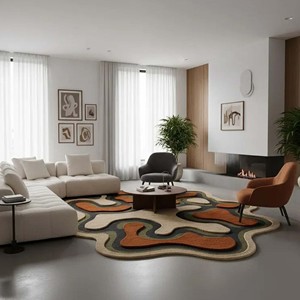 Alfombra de Lana Moderna y Lujosa con Diseño Abstracto, Forma Irregular, Alfombra de Diseño con Mechones, Decoración Suave para el Suelo de la Sala de Estar, Dormitorio, Hogar Contemporáneo - Product Image 2