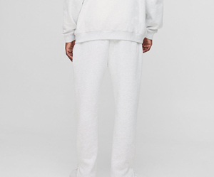 Pantalon de survêtement vintage en coton blanc pour homme avec imprimé flamme, taille mi-haute, coupe droite, décontracté, pour l'automne, service OEM - Product Image 3