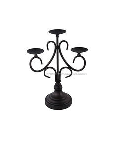 Grand candélabre en fer noir antique autoportant pour hall d'entrée réception de mariage ou couloir décor aux chandelles - Product Image 6